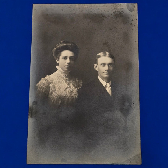 Edwardian Lace Wedding Dress Aunt Ines & Uncle Eldon 1909 June Wedding Picture - Picture 3 of 4